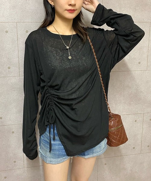NANEA（ナネア）の「サイドシャーリングシアートップス（Tシャツ/カットソー・レディース・ホワイト/ブラック・SMALL/MEDIUM/LARGE）」の14枚目の写真