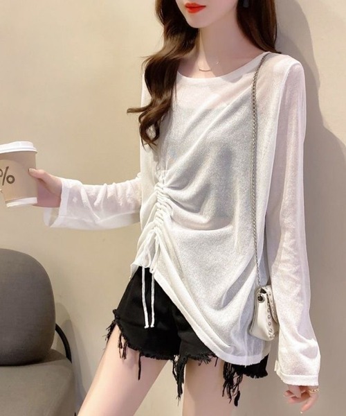 NANEA（ナネア）の「サイドシャーリングシアートップス（Tシャツ/カットソー・レディース・ホワイト/ブラック・SMALL/MEDIUM/LARGE）」の11枚目の写真