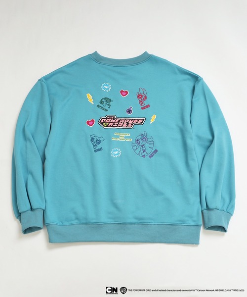 DOUBLE NAME(ダブルネーム)の「パワーパフガールズコラボ ステッカーデコプルオーバー(Tシャツ/カットソー・レディース・オフホワイト/ブルー/ピンク/グリーン・FREE)」の6枚目の写真