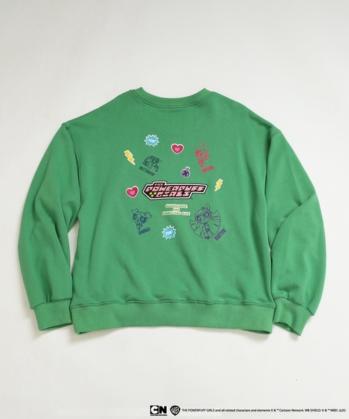 DOUBLE NAME(ダブルネーム)の「パワーパフガールズコラボ ステッカーデコプルオーバー(Tシャツ/カットソー・レディース・オフホワイト/ブルー/ピンク/グリーン・FREE)」の9枚目の写真