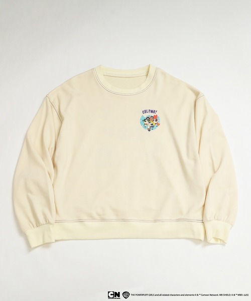 DOUBLE NAME(ダブルネーム)の「パワーパフガールズコラボ ステッカーデコプルオーバー(Tシャツ/カットソー・レディース・オフホワイト/ブルー/ピンク/グリーン・FREE)」の17枚目の写真