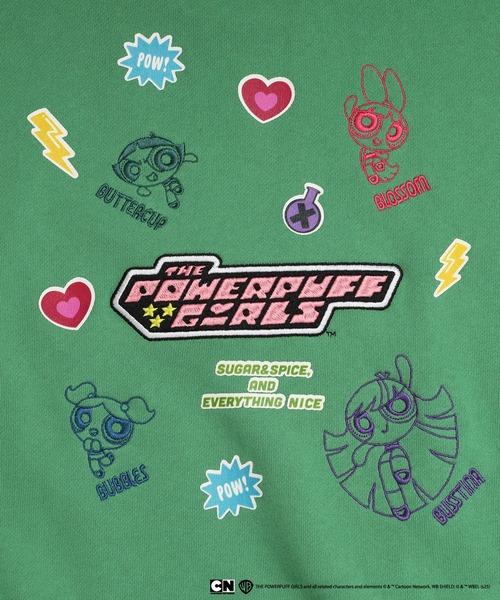 DOUBLE NAME(ダブルネーム)の「パワーパフガールズコラボ ステッカーデコプルオーバー(Tシャツ/カットソー・レディース・オフホワイト/ブルー/ピンク/グリーン・FREE)」の10枚目の写真