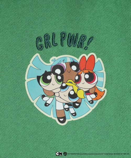 DOUBLE NAME(ダブルネーム)の「パワーパフガールズコラボ ステッカーデコプルオーバー(Tシャツ/カットソー・レディース・オフホワイト/ブルー/ピンク/グリーン・FREE)」の11枚目の写真