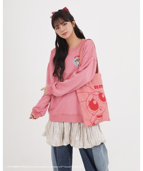 DOUBLE NAME(ダブルネーム)の「パワーパフガールズコラボ ステッカーデコプルオーバー(Tシャツ/カットソー・レディース・オフホワイト/ブルー/ピンク/グリーン・FREE)」の22枚目の写真