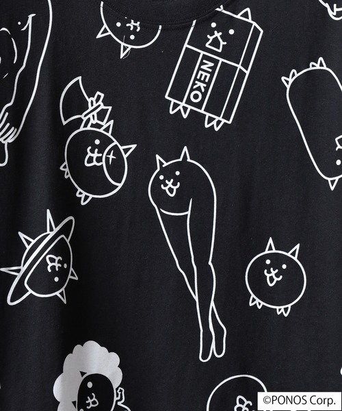 ACE（エース）の「にゃんこ大戦争 半袖 Tシャツ 総柄（Tシャツ/カットソー・メンズ・ホワイト/杢グレー/ネイビー/ブラック・M/LL/L）」の13枚目の写真