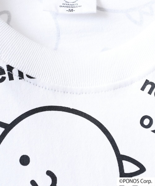 ACE（エース）の「にゃんこ大戦争 半袖 Tシャツ 総柄（Tシャツ/カットソー・メンズ・ホワイト/杢グレー/ネイビー/ブラック・M/LL/L）」の9枚目の写真