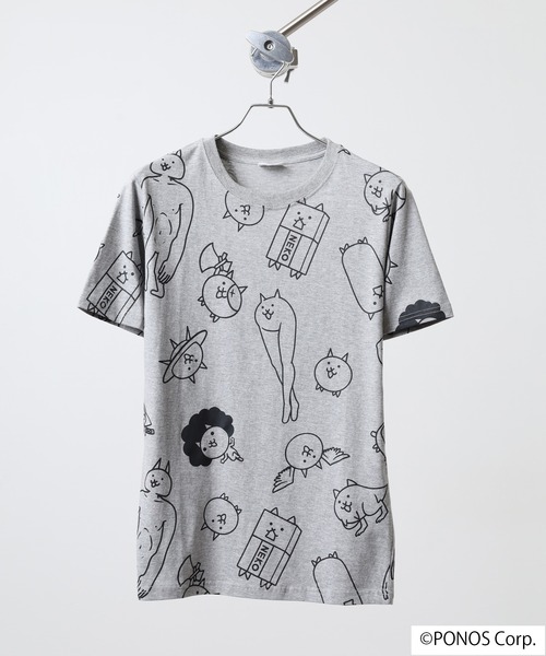 ACE（エース）の「にゃんこ大戦争 半袖 Tシャツ 総柄（Tシャツ/カットソー・メンズ・ホワイト/杢グレー/ネイビー/ブラック・M/LL/L）」の7枚目の写真