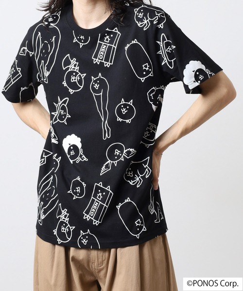 ACE（エース）の「にゃんこ大戦争 半袖 Tシャツ 総柄（Tシャツ/カットソー・メンズ・ホワイト/杢グレー/ネイビー/ブラック・M/LL/L）」の19枚目の写真