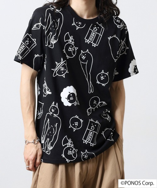 ACE（エース）の「にゃんこ大戦争 半袖 Tシャツ 総柄（Tシャツ/カットソー・メンズ・ホワイト/杢グレー/ネイビー/ブラック・M/LL/L）」の20枚目の写真