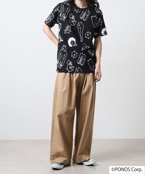 ACE（エース）の「にゃんこ大戦争 半袖 Tシャツ 総柄（Tシャツ/カットソー・メンズ・ホワイト/杢グレー/ネイビー/ブラック・M/LL/L）」の21枚目の写真
