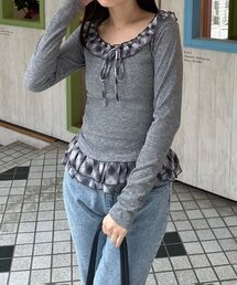 フリル付きグレーTシャツ 楽天市場】裾フリル（カラーグレー）（Tシャツ・カットソー