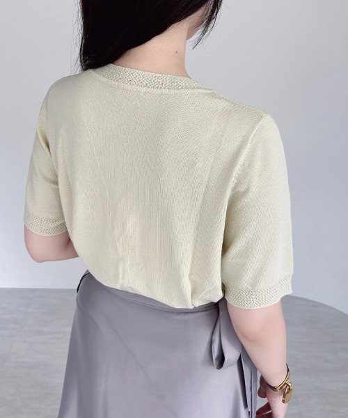 ReRe(リリ)の「ポイントメッシュ編サマーニット(ニット/セーター・レディース・グレイッシュベージュ/カーキ/ブラック/ホワイト/ベージュ・FREE)」の20枚目の写真