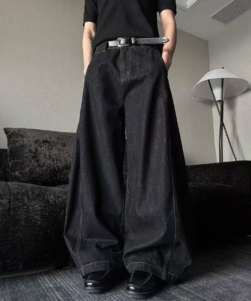 FreeZone（フリーゾーン）の「極太ワイドデニムパンツ（デニムパンツ・メンズ・ブラック・S/M/L）」の13枚目の写真