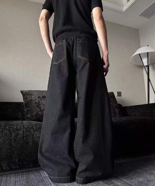 FreeZone（フリーゾーン）の「極太ワイドデニムパンツ（デニムパンツ・メンズ・ブラック・S/M/L）」の15枚目の写真