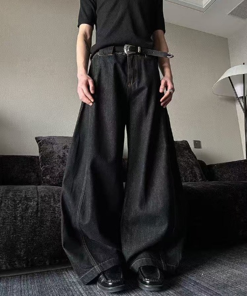 FreeZone（フリーゾーン）の「極太ワイドデニムパンツ（デニムパンツ・メンズ・ブラック・S/M/L）」の17枚目の写真