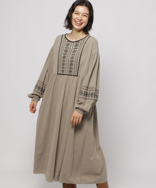 刺繍パイピングワンピース（ワンピース）｜niko and