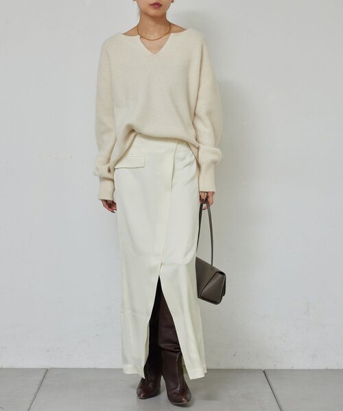 GALLARDAGALANTE（ガリャルダガランテ）の「アセテートツイルスカート（スカート・レディース・オフホワイト/ブラック・1/0）」の13枚目の写真