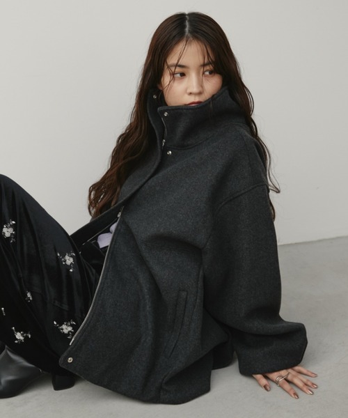 スタンドカラーメルトンミドルコート（その他アウター）｜Aunt Marie's