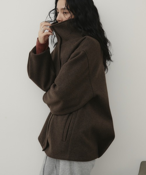 スタンドカラーメルトンミドルコート（その他アウター）｜Aunt Marie's