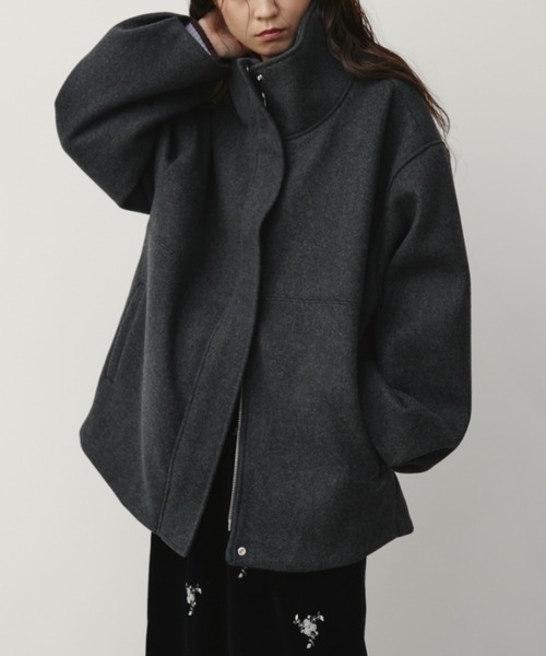 スタンドカラーメルトンミドルコート（その他アウター）｜Aunt Marie's