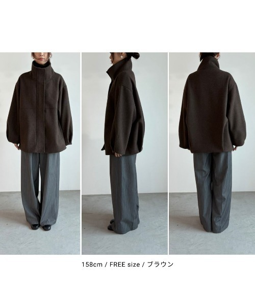Aunt Marie's（アントマリーズ）の「スタンドカラーメルトンミドルコート（その他アウター・レディース・チャコールグレー/ブラウン/ナチュラル・MT/FREE）」の12枚目の写真