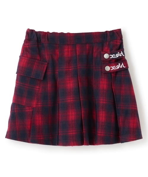 X-girl Stages（エックスガールステージス）の「【TBSドラマ フェイクマミー 着用アイテム】カーゴプリーツスカート（スカート・キッズ・レッド/ブルー・110cm/120cm/130cm/140cm）」の2枚目の写真