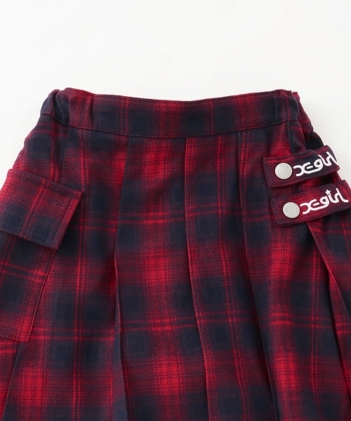 X-girl Stages（エックスガールステージス）の「【TBSドラマ フェイクマミー 着用アイテム】カーゴプリーツスカート（スカート・キッズ・レッド/ブルー・110cm/120cm/130cm/140cm）」の4枚目の写真
