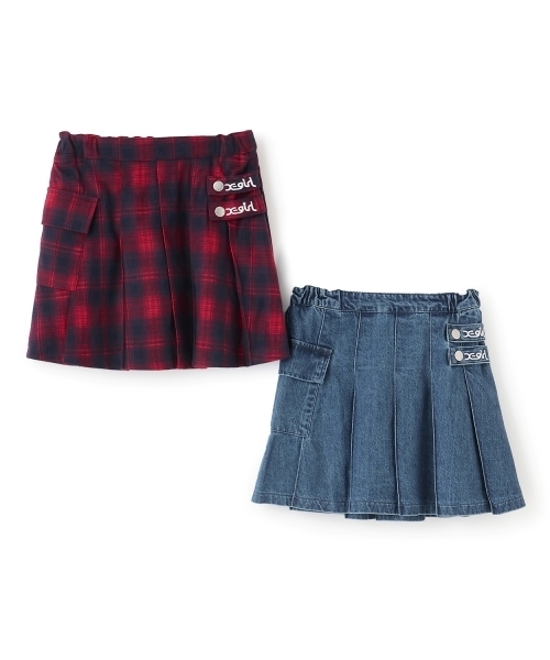 X-girl Stages（エックスガールステージス）の「【TBSドラマ フェイクマミー 着用アイテム】カーゴプリーツスカート（スカート・キッズ・レッド/ブルー・110cm/120cm/130cm/140cm）」の10枚目の写真