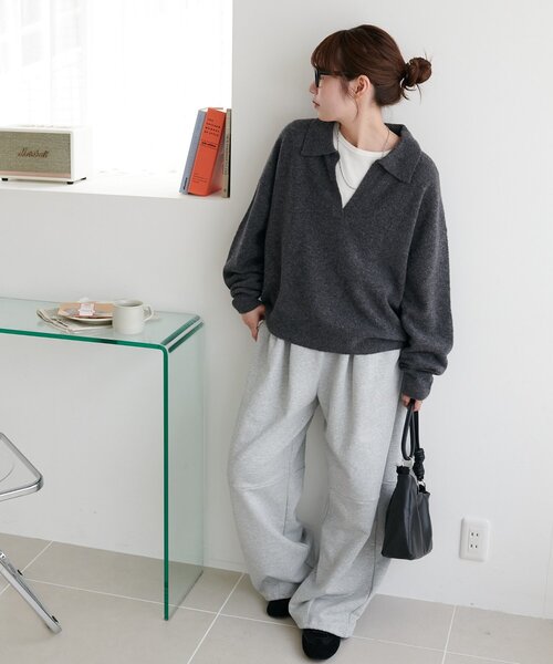 あたたか素材】ヤクブレンドスキッパープルオーバー（ニット/セーター