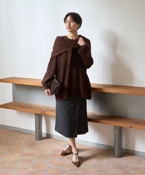 Rouge vif(ルージュヴィフ)の「【ストールセット】ポケット付片畦ニットプルオーバー(ニット/セーター・レディース・ブラウン/ベージュ/ブルー・フリー)」の16枚目の写真