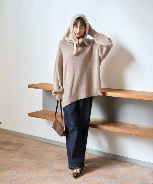 Rouge vif(ルージュヴィフ)の「【ストールセット】ポケット付片畦ニットプルオーバー(ニット/セーター・レディース・ブラウン/ベージュ/ブルー・フリー)」の19枚目の写真
