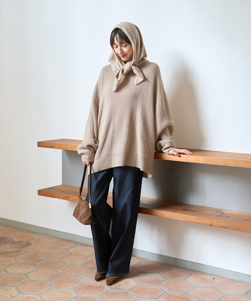 Rouge vif(ルージュヴィフ)の「【ストールセット】ポケット付片畦ニットプルオーバー(ニット/セーター・レディース・ブラウン/ベージュ/ブルー・フリー)」の20枚目の写真