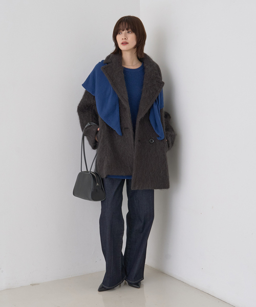 Rouge vif(ルージュヴィフ)の「【ストールセット】ポケット付片畦ニットプルオーバー(ニット/セーター・レディース・ブラウン/ベージュ/ブルー・フリー)」の21枚目の写真