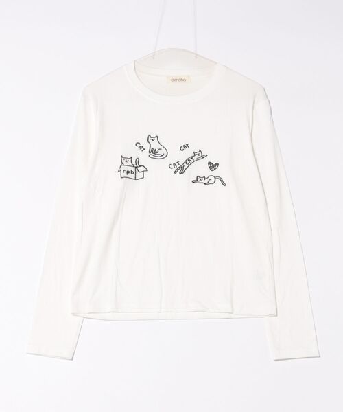 aimoha(アイモハ)の「キャット刺繍ロングスリーブTシャツ(Tシャツ/カットソー・レディース・ブラック/グレー/ホワイト・FREE)」の13枚目の写真