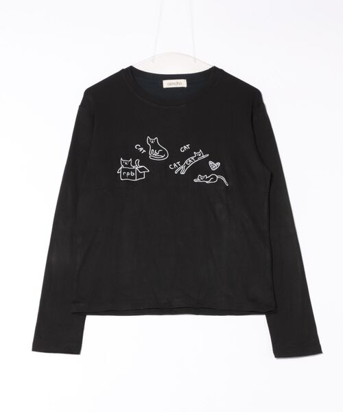 aimoha(アイモハ)の「キャット刺繍ロングスリーブTシャツ(Tシャツ/カットソー・レディース・ブラック/グレー/ホワイト・FREE)」の14枚目の写真