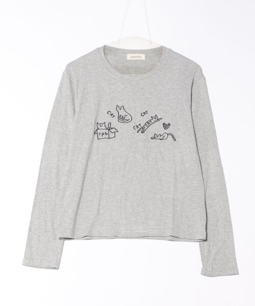 aimoha(アイモハ)の「キャット刺繍ロングスリーブTシャツ(Tシャツ/カットソー・レディース・ブラック/グレー/ホワイト・FREE)」の15枚目の写真