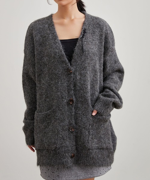 Lace Ladies(レースレディース)の「Vネック ステッチ オーバーサイズ ニット カーディガン(カーディガン/ボレロ・レディース・アイボリー/チャコールグレー/ベージュ/ライトグレー・FREE)」の20枚目の写真