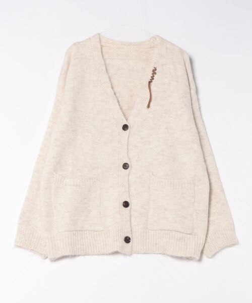 Lace Ladies(レースレディース)の「Vネック ステッチ オーバーサイズ ニット カーディガン(カーディガン/ボレロ・レディース・アイボリー/チャコールグレー/ベージュ/ライトグレー・FREE)」の10枚目の写真