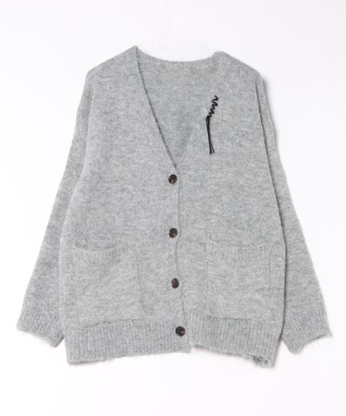 Lace Ladies(レースレディース)の「Vネック ステッチ オーバーサイズ ニット カーディガン(カーディガン/ボレロ・レディース・アイボリー/チャコールグレー/ベージュ/ライトグレー・FREE)」の12枚目の写真