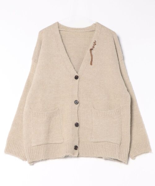 Lace Ladies(レースレディース)の「Vネック ステッチ オーバーサイズ ニット カーディガン(カーディガン/ボレロ・レディース・アイボリー/チャコールグレー/ベージュ/ライトグレー・FREE)」の13枚目の写真