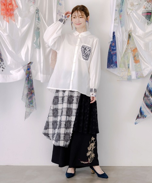 セール】553233：鍵盤柄切替シャツ（シャツ/ブラウス）｜iS ScoLar