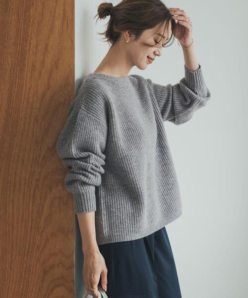 URBAN RESEARCH DOORS(アーバンリサーチドアーズ)の「ハミルトンウール畦ボートネックプルオーバー(ニット/セーター・レディース・ブラウン系その他/グレー系その他/イエロー・MEDIUM)」の4枚目の写真