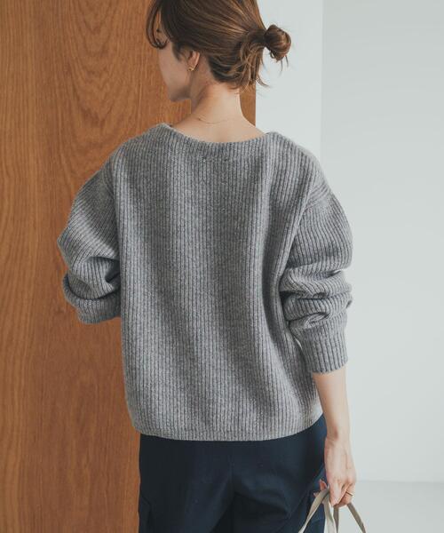 URBAN RESEARCH DOORS(アーバンリサーチドアーズ)の「ハミルトンウール畦ボートネックプルオーバー(ニット/セーター・レディース・ブラウン系その他/グレー系その他/イエロー・MEDIUM)」の5枚目の写真