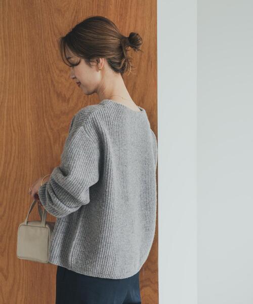 アーバンリサーチドアーズ　ハミルトンウール畦ボートネックプルオーバー新品　ニット セール】ハミルトンウール畦ボートネックプルオーバー（ニット