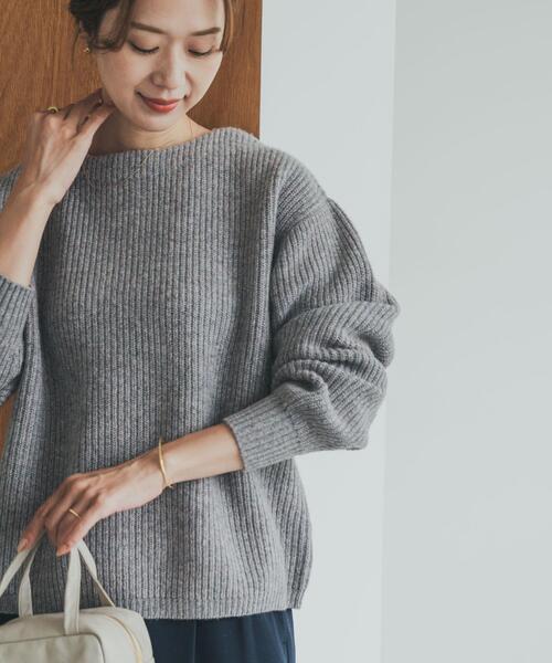 セール】ハミルトンウール畦ボートネックプルオーバー（ニット