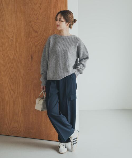 URBAN RESEARCH DOORS(アーバンリサーチドアーズ)の「ハミルトンウール畦ボートネックプルオーバー(ニット/セーター・レディース・ブラウン系その他/グレー系その他/イエロー・MEDIUM)」の8枚目の写真