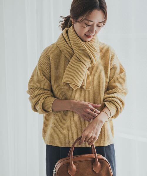 URBAN RESEARCH DOORS(アーバンリサーチドアーズ)の「ハミルトンウール畦ボートネックプルオーバー(ニット/セーター・レディース・ブラウン系その他/グレー系その他/イエロー・MEDIUM)」の17枚目の写真