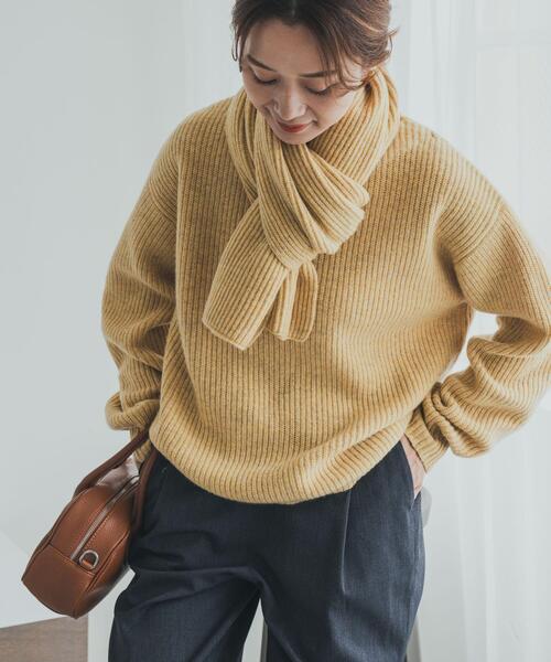 URBAN RESEARCH DOORS(アーバンリサーチドアーズ)の「ハミルトンウール畦ボートネックプルオーバー(ニット/セーター・レディース・ブラウン系その他/グレー系その他/イエロー・MEDIUM)」の18枚目の写真