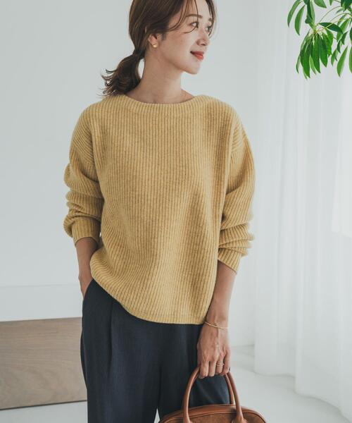 アーバンリサーチドアーズ　ハミルトンウール畦ボートネックプルオーバー新品　ニット セール】ハミルトンウール畦ボートネックプルオーバー（ニット