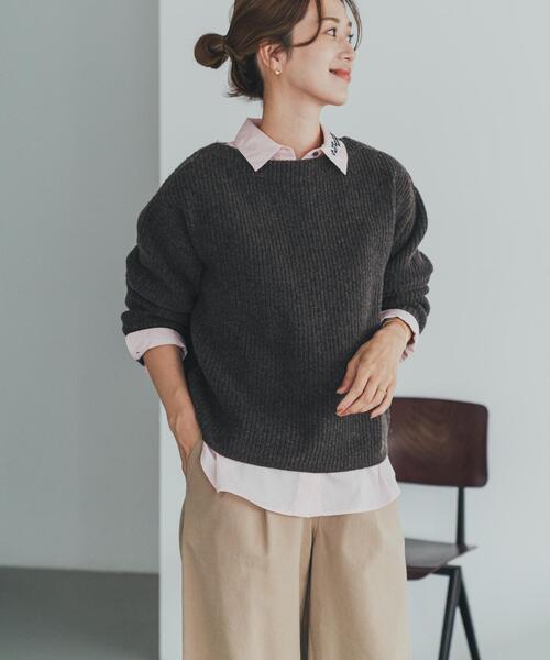 セール】ハミルトンウール畦ボートネックプルオーバー（ニット